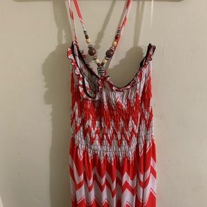 Orange/White stripped Maxi Dress